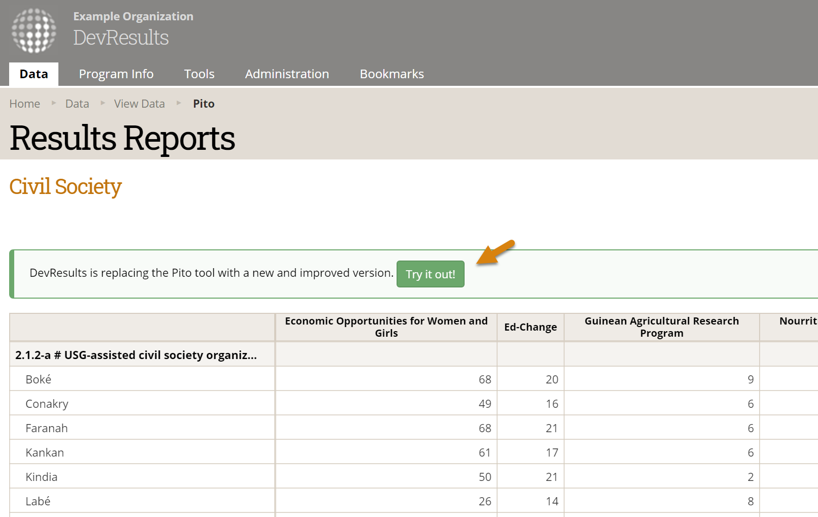 Screenshot of the migration flow from Pito to MultiMatrix